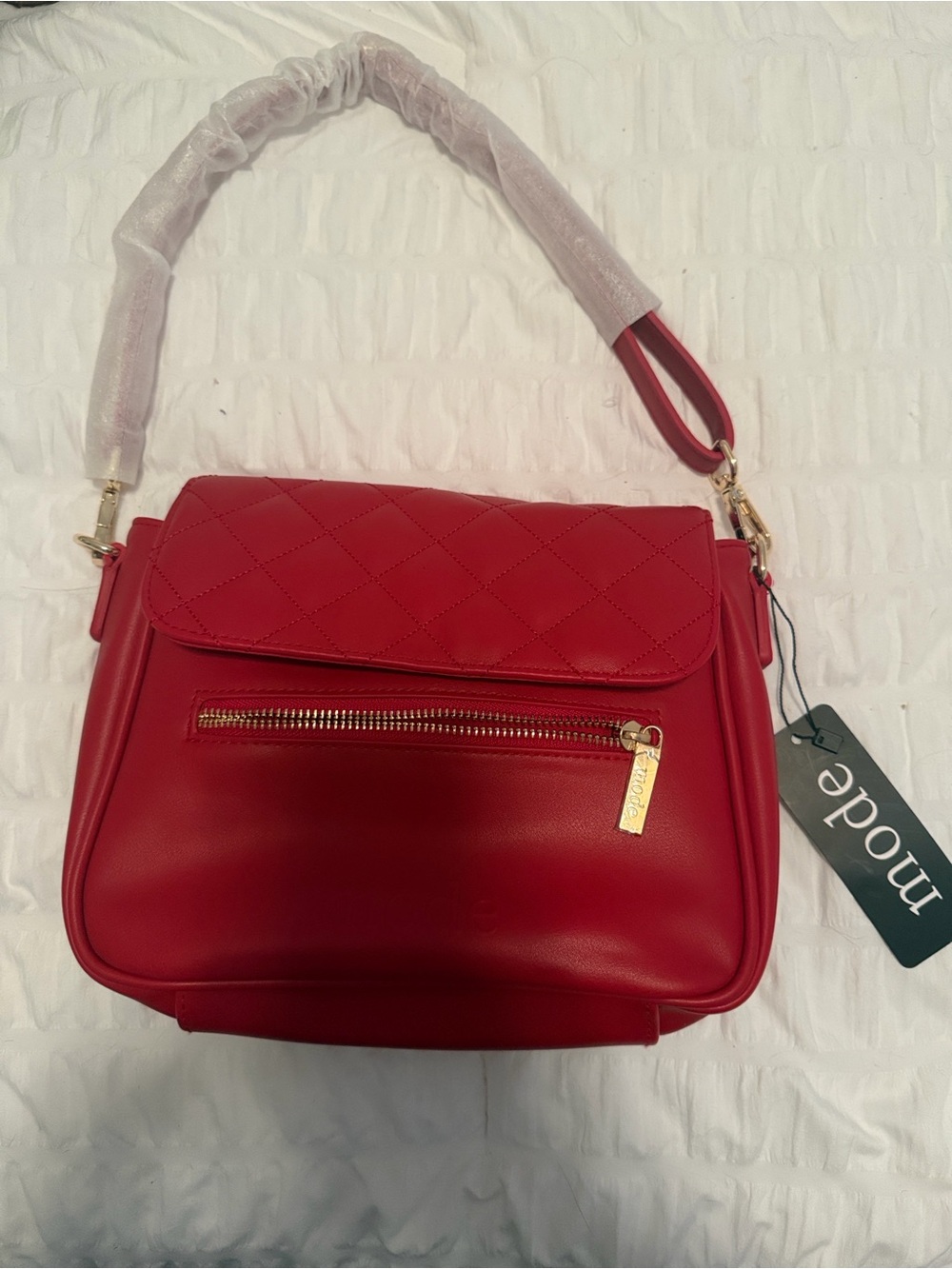 MODE NWT Red Quilted Flap Shoulder Bag